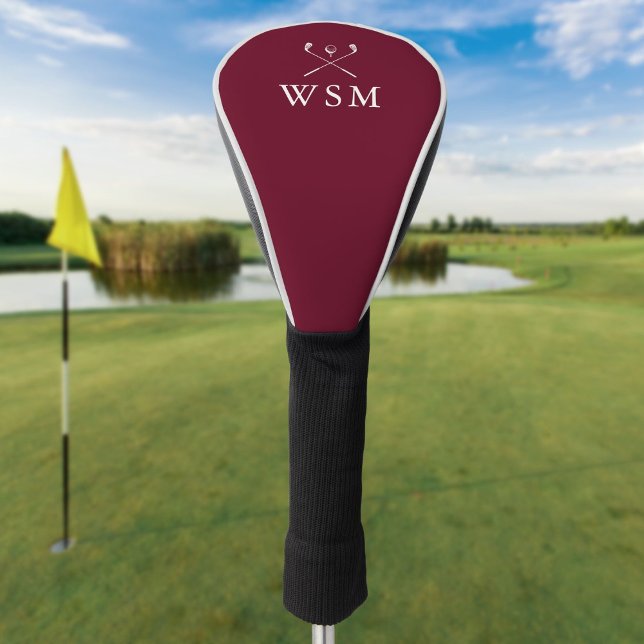 Personalisierte Monogram Golf Clubs Burgundy Red Golf Headcover (Personalized Monogram Golf Clubs Burgundy Red Golf Head Cover)