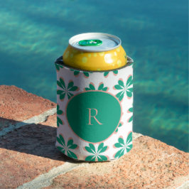 Personalisierte Monogram Green Floral Dosenkühler
