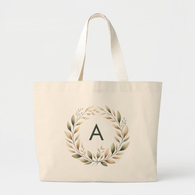 Personalisierte Monogram Green Gold Toath Bag Jumbo Stoffbeutel (Vorne)