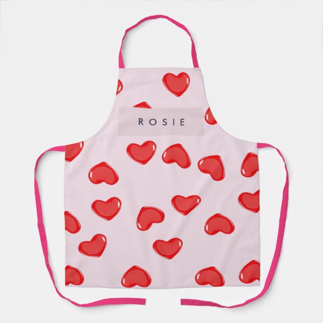 Personalisierte Monogram Heart Lolipop Valentine Schürze (Vorderseite)