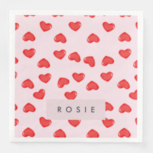 Personalisierte Monogram Heart Lolipop Valentine Serviette