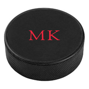 Personalisierte Monogram-Initialen Modernes Schwar Eishockey Puck