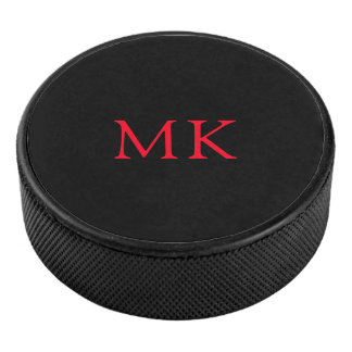 Personalisierte Monogram-Initialen Modernes Schwar Eishockey Puck