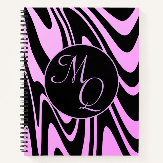 Personalisierte Monogram Initials Viol Black Noteb Notizbuch (Vorderseite)