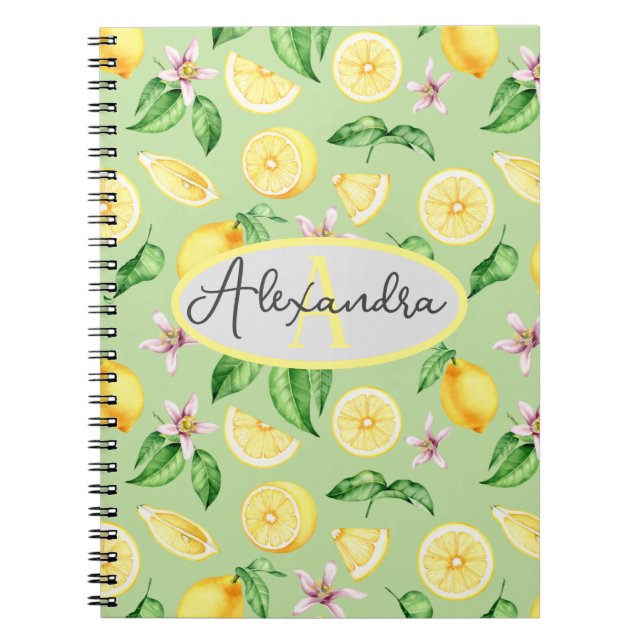 Personalisierte Monogram Name Spiral Notebook Lemo Notizblock (Vorderseite)