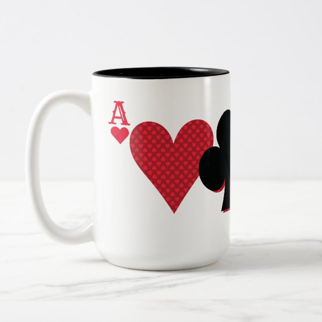 Personalisierte Monogram Playing Card Bridge & Pok Zweifarbige Tasse (Links)