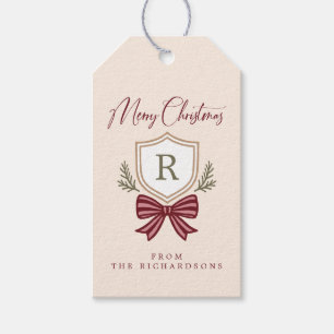 Personalisierte Monogram Striped Bow Frohe Weihnac Geschenkanhänger
