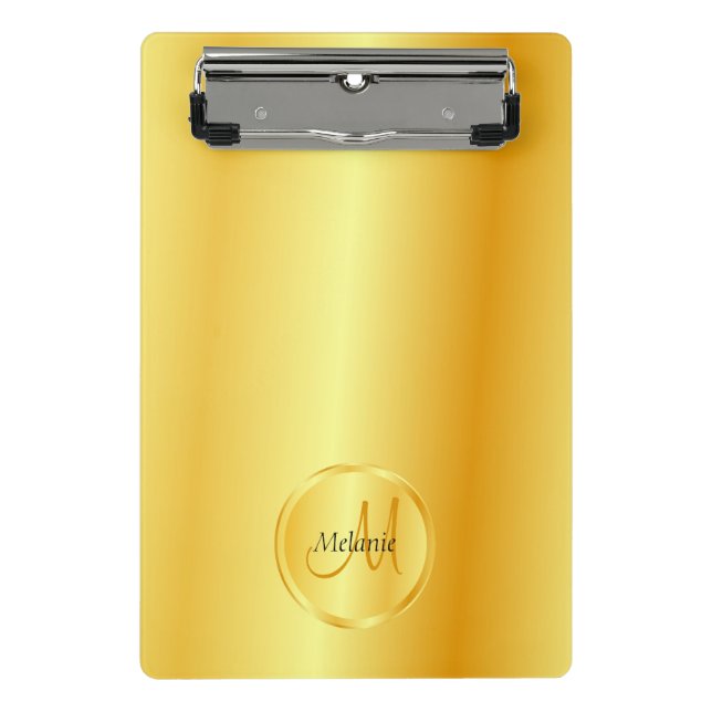 Personalisierte Monogram Template Gold Look Elegan Mini Klemmbrett (Vorderseite)