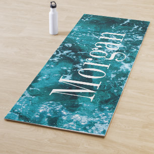 Personalisierte Monogram Türkis Sea Waves Yogamatte
