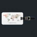 Personalisierte Monogram Watercolor Weltkarte Gepäckanhänger<br><div class="desc">Personalisierte Monogram Watercolor Weltkarte</div>