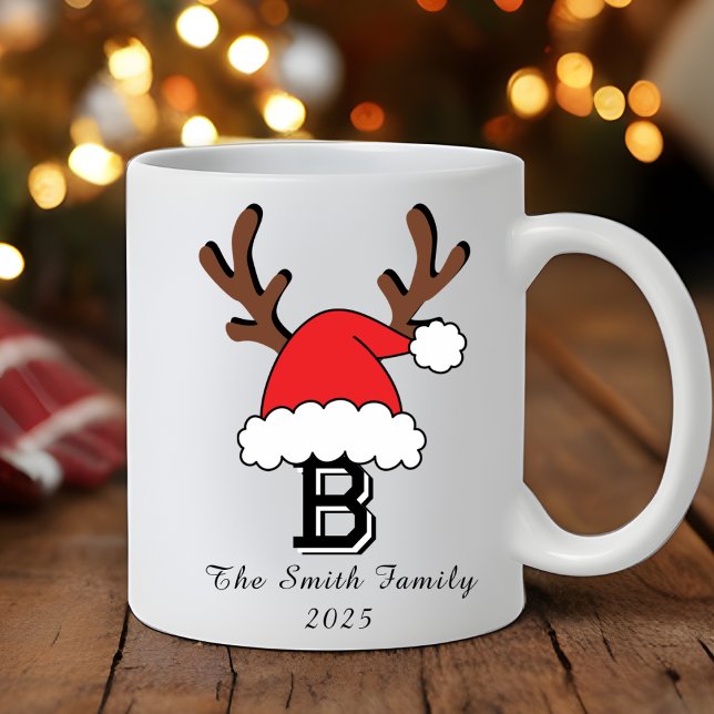 Personalisierte Monogram-Weihnachtsmannmütze Weihn Kaffeetasse (Personalized Family Christmas with Monogram Coffee Mug
)