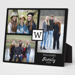 Personalisierte Monogramm-3-FotoCollage Fotoplatte