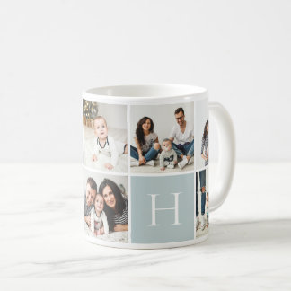 Personalisierte Monogramm-9-FotoCollage Kaffeetasse