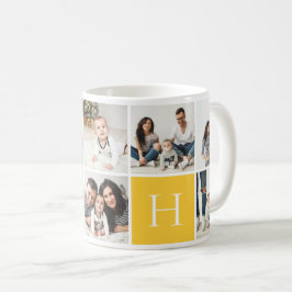 Personalisierte Monogramm-9-FotoCollage Kaffeetasse
