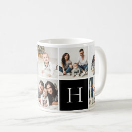 Personalisierte Monogramm-9-FotoCollage Kaffeetasse