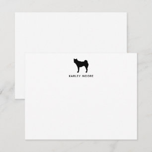 Personalisierte Monogramm-Akita-Hund Schwarz-Weiß Mitteilungskarte
