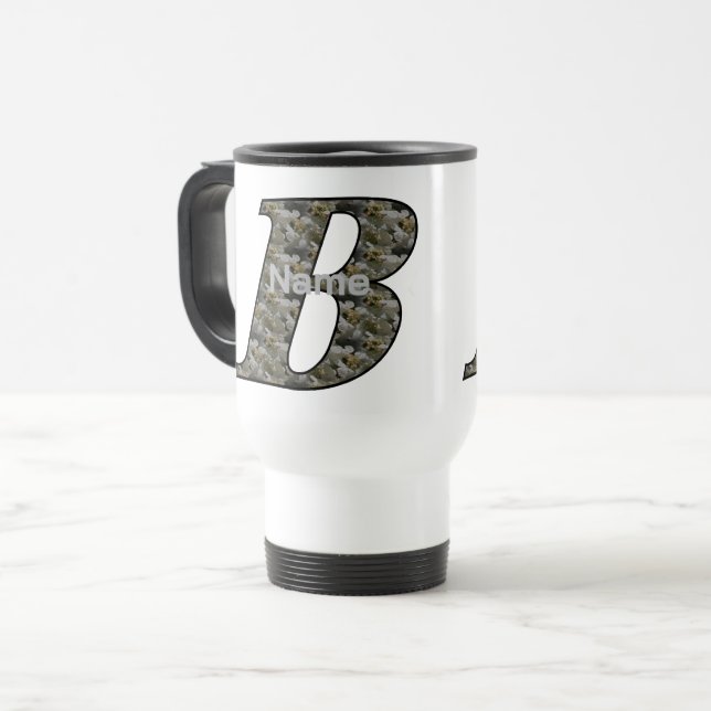 Personalisierte Monogramm Anfangsbuchstabe B Horte Reisebecher (Vorderseite Links)