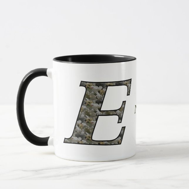 Personalisierte Monogramm-Anfangsbuchstabe E Horte Tasse (Links)