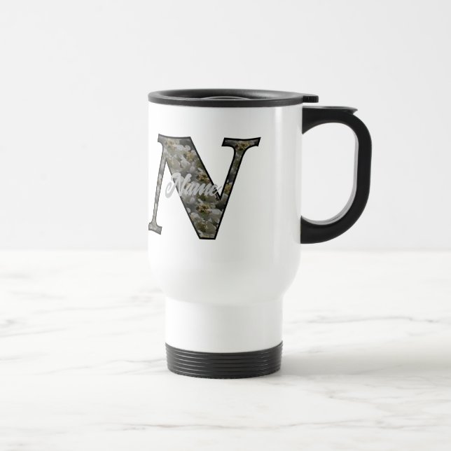 Personalisierte Monogramm Anfangsbuchstabe N Horte Reisebecher (Rechts)