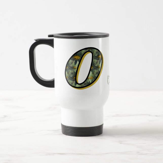 Personalisierte Monogramm-Anfangsbuchstabe O Marge Reisebecher (Links)