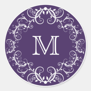 Personalisierte Monogramm Aufkleber floral Lila