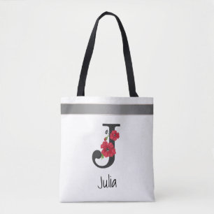 Personalisierte monogramm bearbeitbare j-Blume Tasche