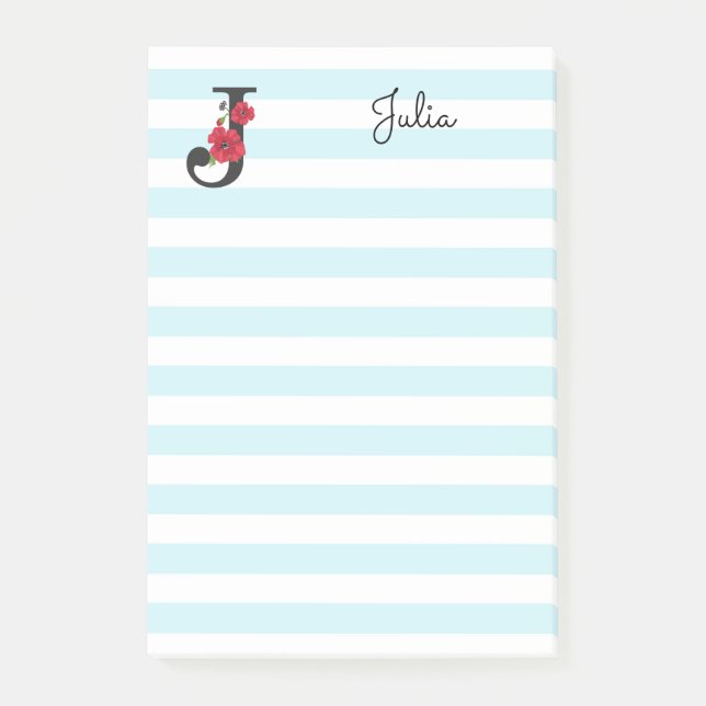 Personalisierte monogramm bearbeitbare J-Text-rote Post-it Klebezettel (Vorderseite)