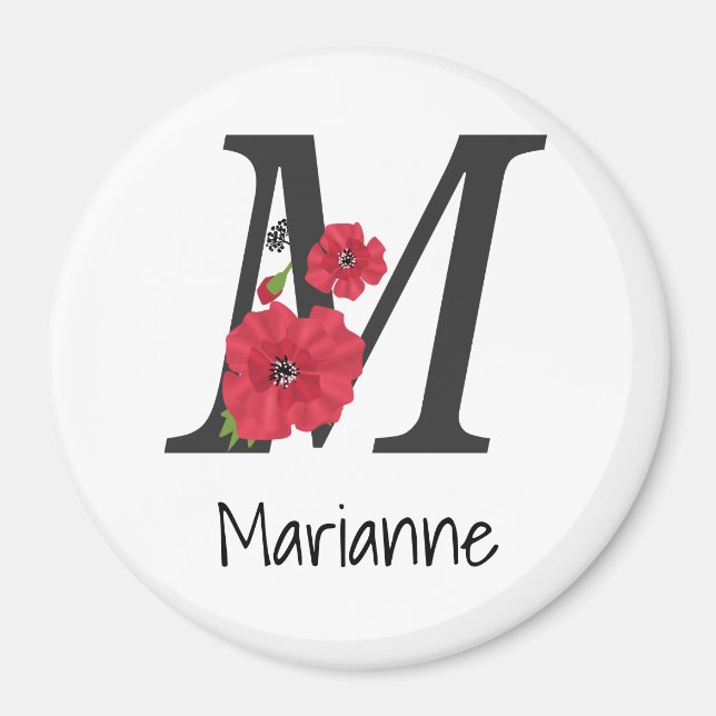 Personalisierte monogramm bearbeitbare M-Text rote Magnet (Vorne)