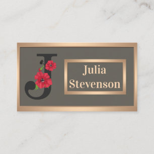 Personalisierte monogramm bearbeitbare Text rot Bl Visitenkarte