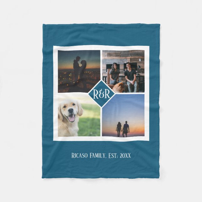 Personalisierte Monogramm benutzerdefinierte 4-Fot Fleecedecke (Vorderseite)