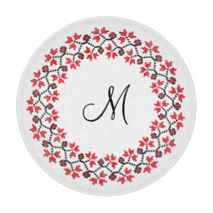 Personalisierte Monogramm-Blume Roter Ring Schneidebrett