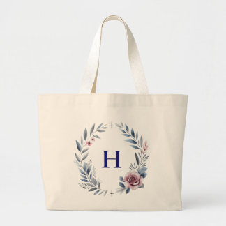 Personalisierte Monogramm-Blume-Totbeutel Jumbo Stoffbeutel
