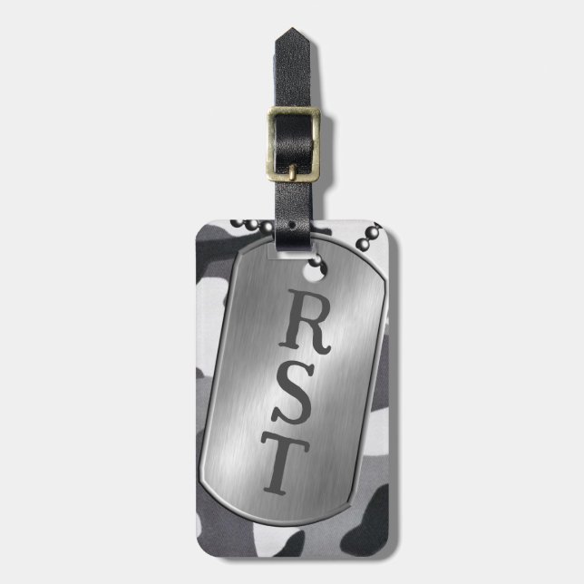 Personalisierte Monogramm Camouflage Militärische  Gepäckanhänger (Vorderseite vertikal)