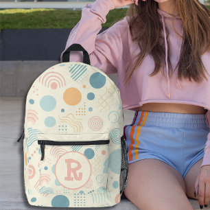 Personalisierte Monogramm der Pastelpunkte und Kre Bedruckter Rucksack