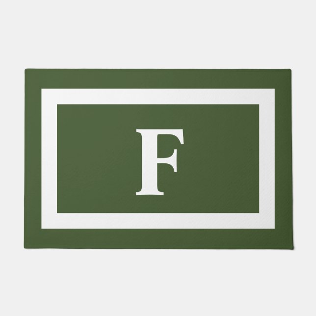 Personalisierte Monogramm dunkelgrüne Außenwand Fußmatte (Vorderseite)