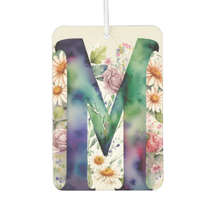 Personalisierte monogramm-farbige Blume Autolufterfrischer