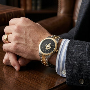 Personalisierte Monogramm-Freimaurer-Geschenke Sch Armbanduhr