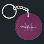 Personalisierte Monogramm Fuchsienrosa und Lavende Schlüsselanhänger<br><div class="desc">Ein modernes, minimalistisches Fuchsienrosa und Lavendeldesign macht diesen Schlüsselanhänger attraktiv. Dieser Schlüsselanhänger kann so angepasst werden, dass er Ihren Anfangs- und Vornamen enthält. Ein tolles Geburtstagsgeschenk, Brautparty / Junggeselinnen-Abschied Geschenk.</div>