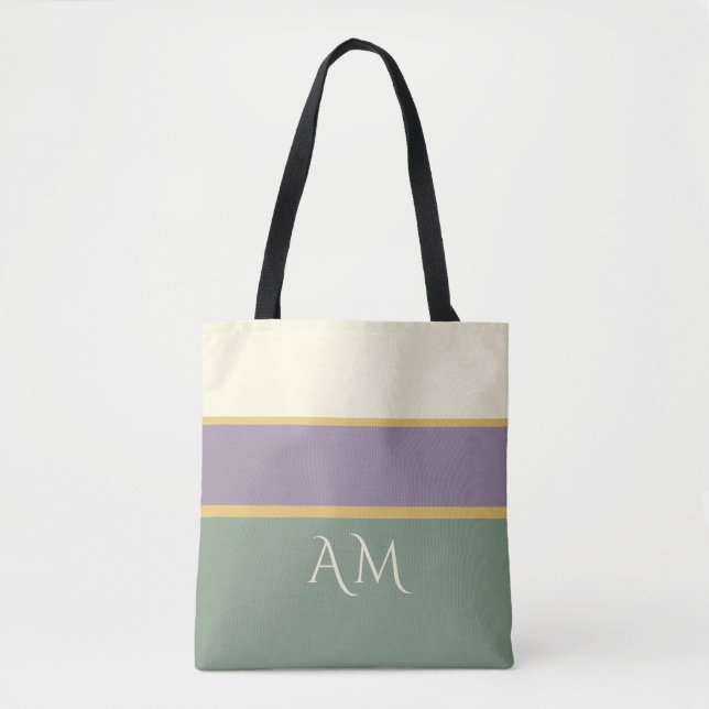 Personalisierte Monogramm-Gestreifte Premium-Tasch Tasche (Vorderseite)