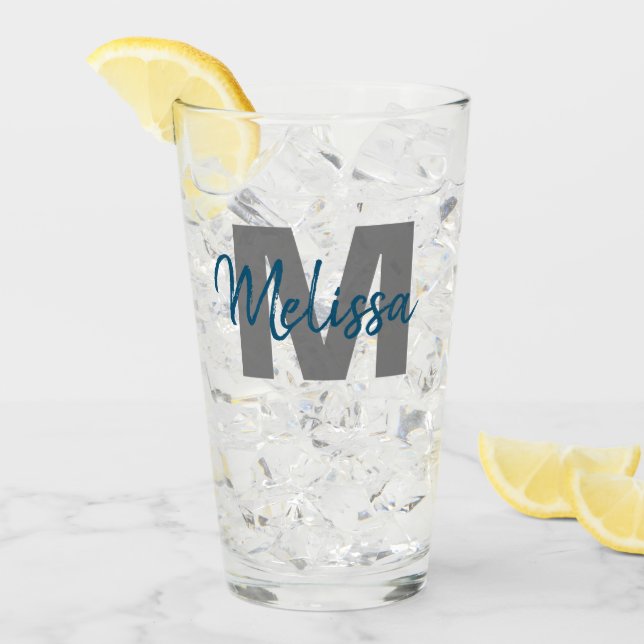 Personalisierte Monogramm Glas (Vorderseite Ice)