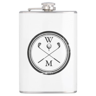 Personalisierte Monogramm-Golfschläger-Bälle Flachmann