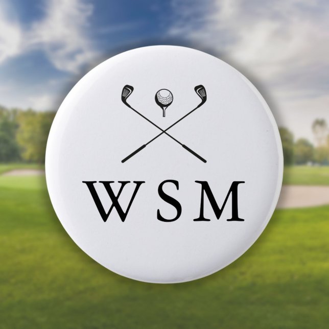 Personalisierte Monogramm-Golfschläger Button (Von Creator hochgeladen)