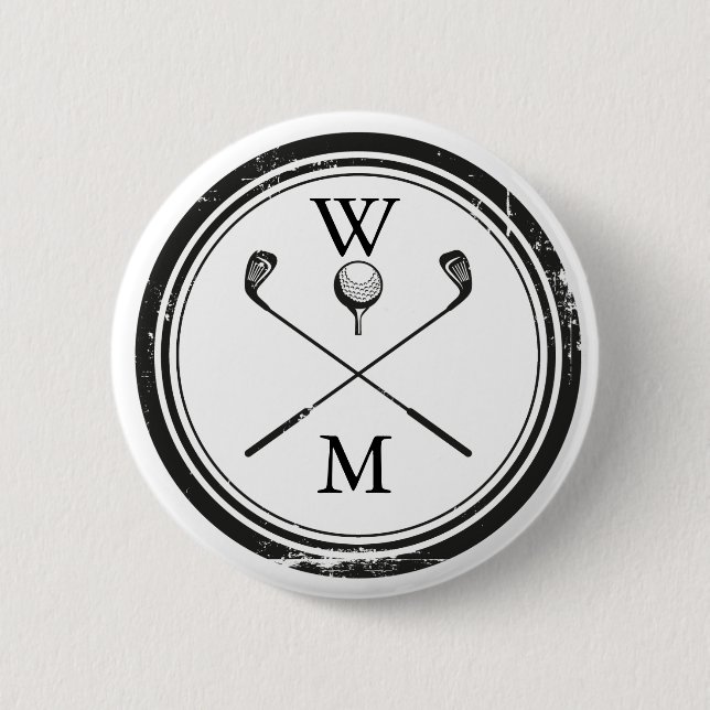 Personalisierte Monogramm-Golfschläger Button (Vorderseite)