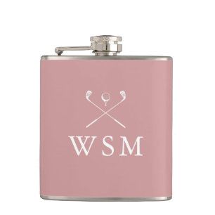 Personalisierte Monogramm-Golfschläger Dusty Rose  Flachmann