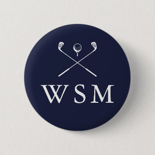 Personalisierte Monogramm-Golfschläger Navyblau Button