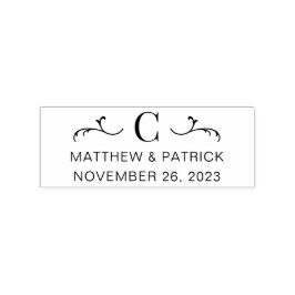 Personalisierte Monogramm-Hochzeitnamen und -datum Gummistempel