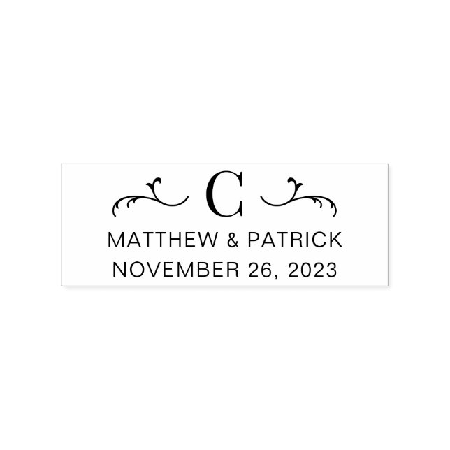Personalisierte Monogramm-Hochzeitnamen und -datum Gummistempel (Prägung)