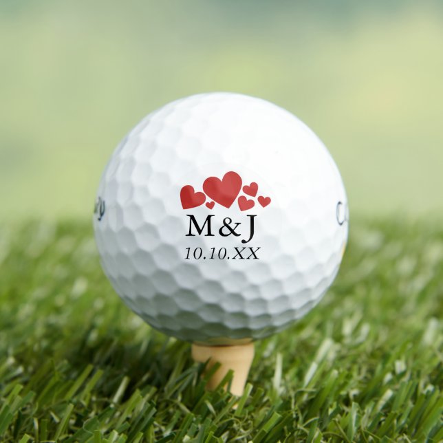 Personalisierte Monogramm-Hochzeitsspeicherkarte Golfball (Insitu T-Shirt)