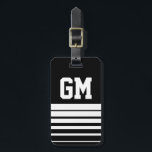 Personalisierte monogramm-Identifikations-Gepäckma Gepäckanhänger<br><div class="desc">Personalisierte Monogramm Original Gepäckmarke für Männer. Klassisches Schwarz-Graue Streifen-Design mit mit Monogramm,  weißen Anfangsbuchstaben. Coole Geschenkidee für Männer. Männliches männliches Sportdesign.</div>