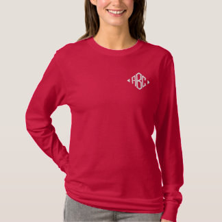 Personalisierte Monogramm-Initialen Besticktes Langarmshirt